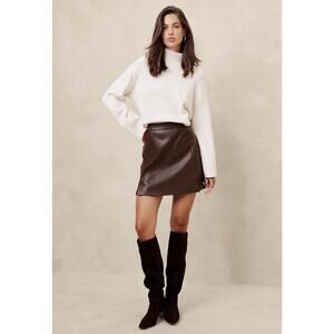 Banana Republic Factory NWT Vegan Leather Mini Skirt Dark Oak Womens Size 12